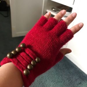 Free People EUC red knit fingerless gloves